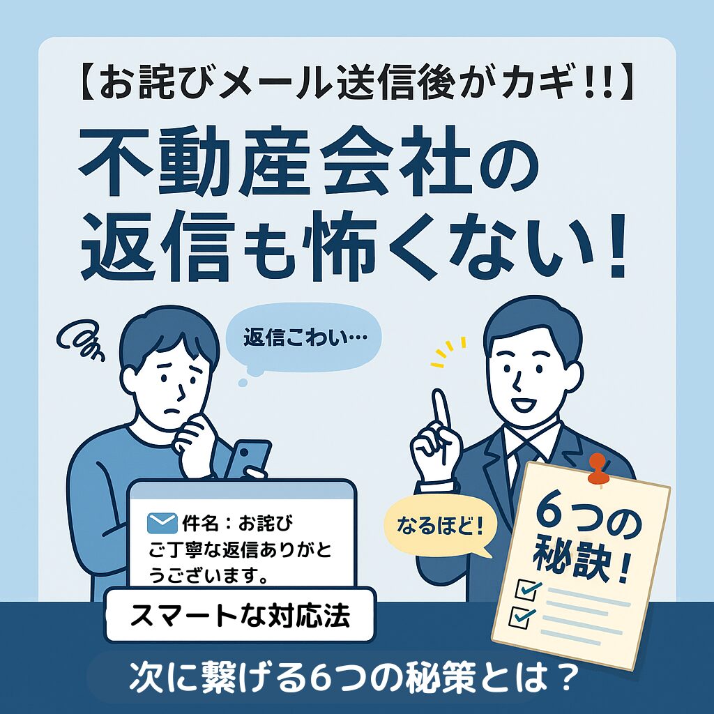 【お詫びメール送信後が肝心!】不動産会社の返信も怖くない!次に繋げる6つの秘訣!