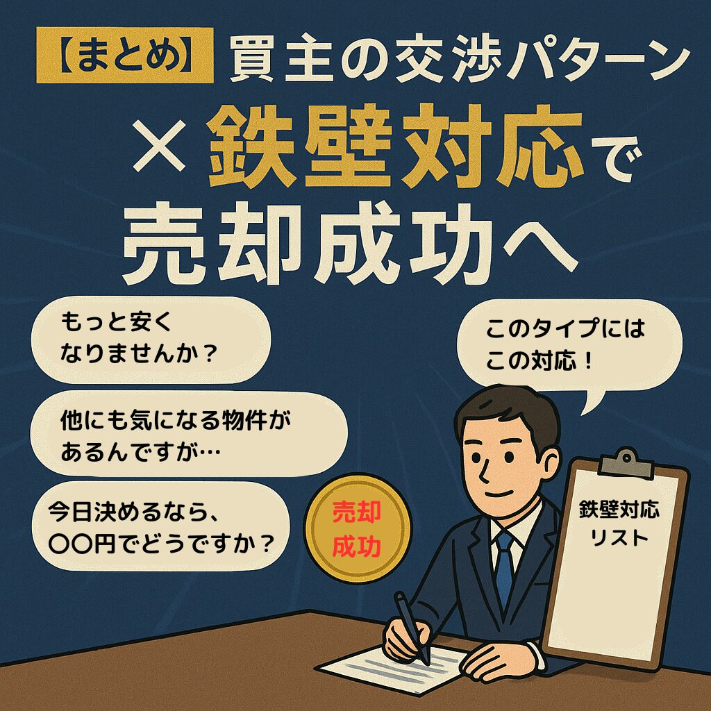 【まとめ】買主の交渉パターンを把握!購買のプロが伝授する鉄壁対応で売却成功へ